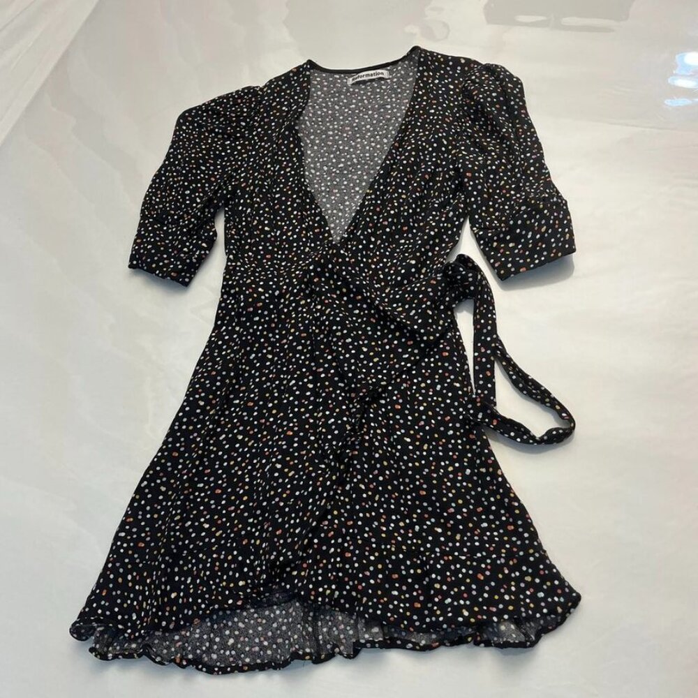 Reformation Black Polka Dot Wrap Dress XS - Picture 5 of 10